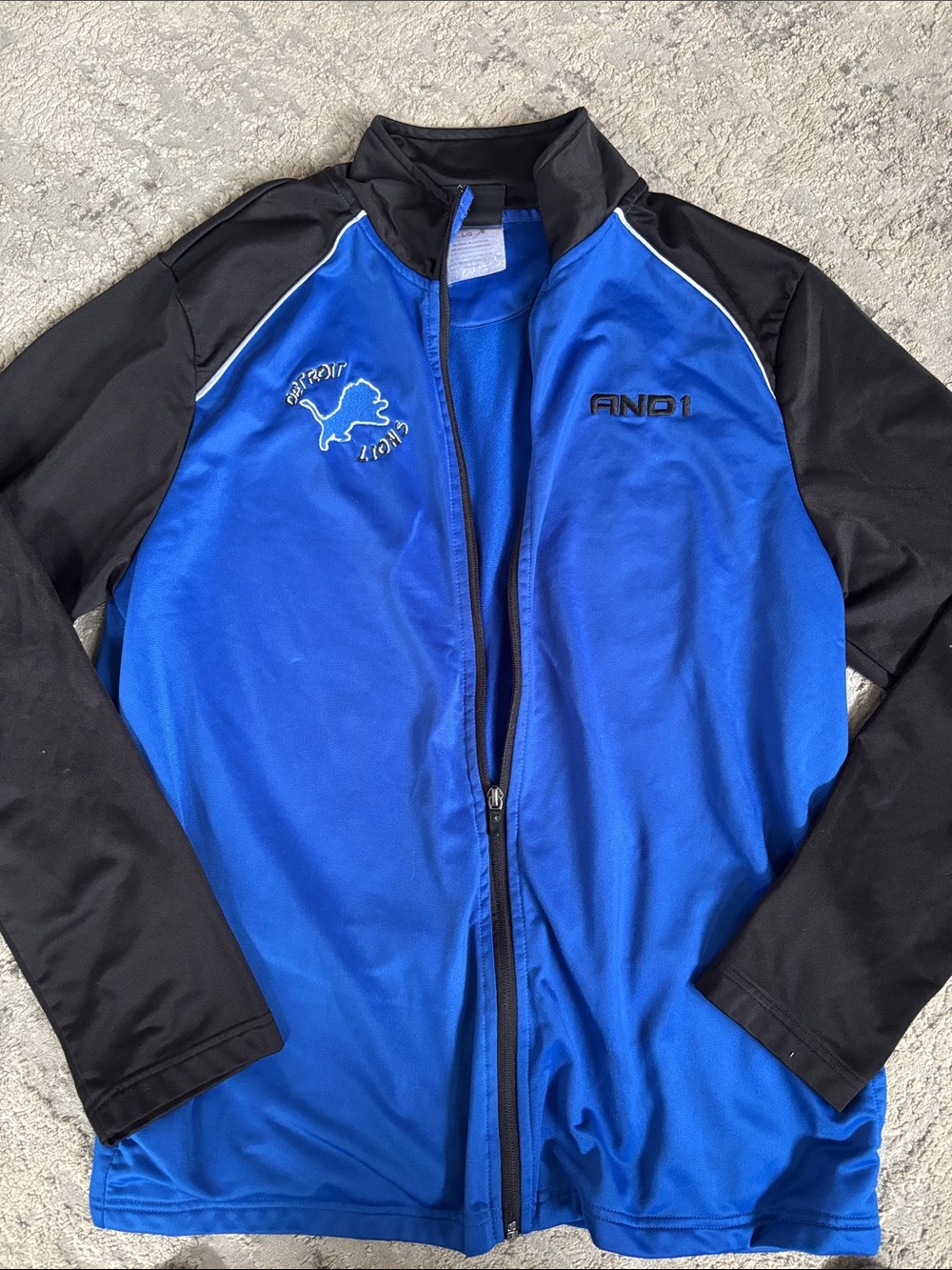And1 VINTAGE DETROIT LIONS  Royal Blue and Black Full-Zip Performance Jacket